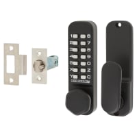 Codelocks CL255 External Marine Grade Push Button Code Lock and Latch - Holdback - Black