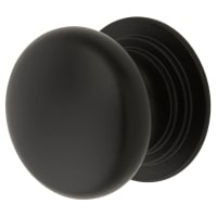 Alexander & Wilks Waltz Round Cabinet Knob on Stepped Rose - 38mm Diameter - Matt Black