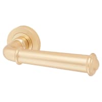 Jedo Satin Brass Fire Rated Door Handles on Round Rose - Classic Range