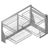 Emuca Supra Mec Corner Pull Out Organiser - Cabinet Width 862mm - Left Hand - Chrome