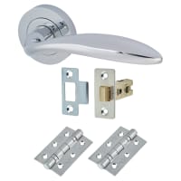 Touchpoint Polished Chrome Latch Door Handles on Rose Pack - Morgan Range