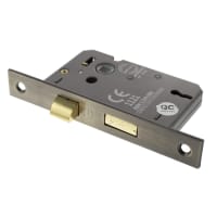 Atlantic Bolt Through 3 Lever Sashlock - 77mm Case - 57mm Backset - Antique Brass