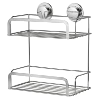 Croydex Stick 'N' Lock Cosmetic Shower Basket - Two Tier - 293 x 256 x 148mm - Polished Chrome