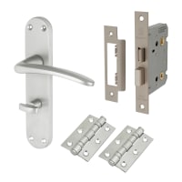 Touchpoint Satin Chrome Bathroom Lock Door Handles Pack - Salerno Range