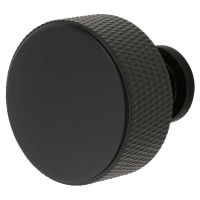 Alexander & Wilks Lucia Knurled Round Cabinet Knob - 35mm Diameter - Matt Black