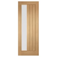 LPD Mexicano 1 Light Offset Frosted Glazed Pre-Finished Solid Internal Door - 1981 x 686mm - Oak