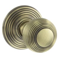 Atlantic Old English Ripon Reeded Beehive Mortice Knob - 70mm Rose Diameter - Antique Brass