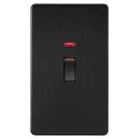 Knightsbridge 45A 2 Gang Screwless Double Pole Cooker Switch with Neon - Matt Black