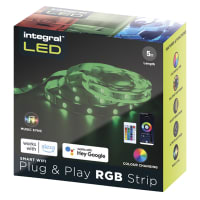 Integral LED 4.5W Smart Wi-Fi Plug & Play Flexible LED Strip Light with Remote & App - 5m - RGB