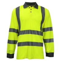 TIMCO Hi Visibility Long Sleeve Polo Shirt - Yellow - Medium