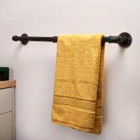 Altro 1/2 Inch Long Pipe Round Towel Rail Kit - Black