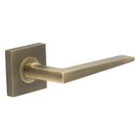 Burlington by Frelan Antique Brass Fire Rated Door Handles on Square Plain Rose - Mayfair Range