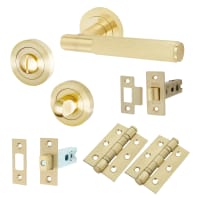 Altro Satin Brass Lines Bathroom Deadbolt Lock Door Handles on Rose Pack - Nova Range