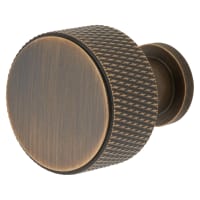Alexander & Wilks Lucia Knurled Round Cabinet Knob - 29mm Diameter - Antique Brass