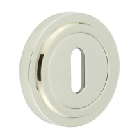 Burlington BUR60 by Frelan Escutcheon on Stepped Rose - 53mm Diameter - Keyhole - Polished Nickel