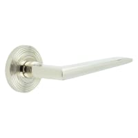 Burlington by Frelan Polished Nickel Fire Rated Door Handles on Round Reeded Rose - Mayfair Range