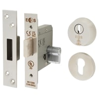 Eurospec BS3621 Easi-T Euro Profile Deadlock & Double Cylinder - 76mm Case - 57mm Backset - Satin Stainless