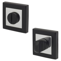 Altro Square Bathroom Turn & Release - 52mm Diameter - Matt Black/Polished Chrome
