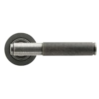 From The Anvil Pewter Knurled Door Handles on Round Rose - Brompton Range