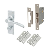 Hampstead Satin Chrome Bathroom Door Handles Pack - Buckingham Range