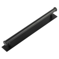 Hoxton by Frelan Wenlock 15mm Knurled T-Bar Cabinet Pull Handle on Plain Backplate - 224mm c/c - Black