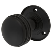 Touchpoint Matt Black Ringed Mortice Door Knob - 63mm Rose Diameter
