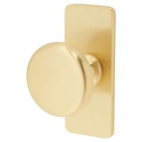 Crofts & Assinder Banbury Round Cabinet Knob on Rectangle Backplate - 32mm Diameter - Brushed Satin Brass