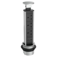 Sensio SensioPod E Slimline 3 Gang Pop-Up Socket with 2 x USB Ports - Aluminium