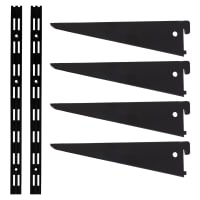 Altro Twin Slot Shelving Kit - 2 x 1000mm Shelf Wall Uprights & 4 x 370mm Shelf Brackets - Black