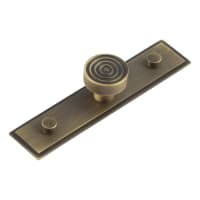 Hoxton by Frelan Murray Round Cabinet Knob on Stepped Backplate - 30mm Diameter - Antique Brass