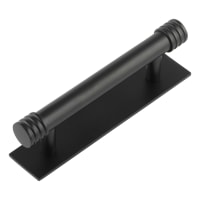 Hoxton by Frelan Sturt 15mm Reeded T-Bar Cabinet Pull Handle on Plain Backplate - 96mm c/c - Black