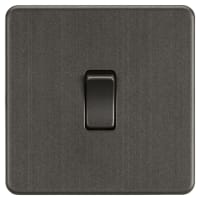 Knightsbridge 10AX 1 Gang Screwless Flat Plate Double Pole Light Switch - Smoked Bronze