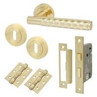 Altro Satin Brass Diamond 3 Lever Sashlock Door Handles on Rose Pack - Luna Range