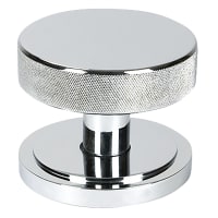From The Anvil Brompton Polished Chrome Round Knurled Centre Door Knob on Art Deco Rose - 90mm Rose Diameter