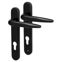 Trojan Black uPVC Multipoint Door Handles - Short Plate - 92mm c/c - Sparta Range