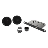 Atlantic Round Flush Privacy Handle Set with Lock - Matt Black