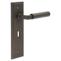 Burlington by Frelan Dark Bronze Fire Rated Keyhole Lock Door Handles - Westminster - 200 x 55mm
