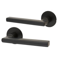 Jigtech Matt Black Door Handles on Round Slim Rose - Schema Rita Range