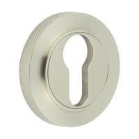 Burlington BUR61 by Frelan Escutcheon on Knurled Rose - 53mm Diameter - Euro - Satin Nickel
