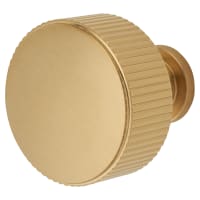 Alexander & Wilks Lucia Reeded Round Cabinet Knob - 35mm Diameter - PVD Satin Brass