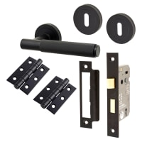 Altro Matt Black Knurled 3 Lever Sashlock Door Handles Pack - Remi Range