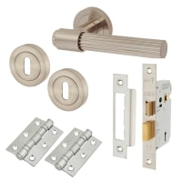 Altro Satin Nickel Lines 3 Lever Sashlock Door Handles on Rose Pack - Eva Range