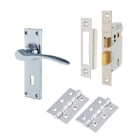 Hampstead Polished Chrome 3 Lever Sashlock Door Handles Pack - Buckingham Range
