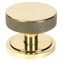 From The Anvil Brompton Aged Brass Round Knurled Centre Door Knob on Art Deco Rose - 90mm Rose Diameter