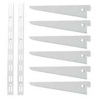 Altro Twin Slot Shelving Kit - 2 x 500mm Shelf Wall Uprights & 6 x 170mm Shelf Brackets - White