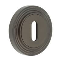 Burlington BUR60 by Frelan Escutcheon on Reeded Rose - 53mm Diameter - Keyhole - Dark Bronze