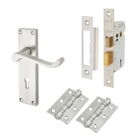 Touchpoint Satin Chrome Budget Scroll 3 Lever Sashlock Door Handles Pack - Mia Range