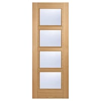 LPD Vancouver 4 Light Clear Glazed Pre-Finished Solid Internal FD30 Fire Door - 1981 x 686mm - Oak