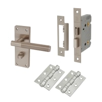 Altro Satin Nickel Reeded Bathroom Lock Door Handles Pack - Lily Range