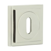 Burlington BUR60 by Frelan Square Escutcheon on Stepped Rose - 52 x 52mm - Keyhole - Polished Nickel